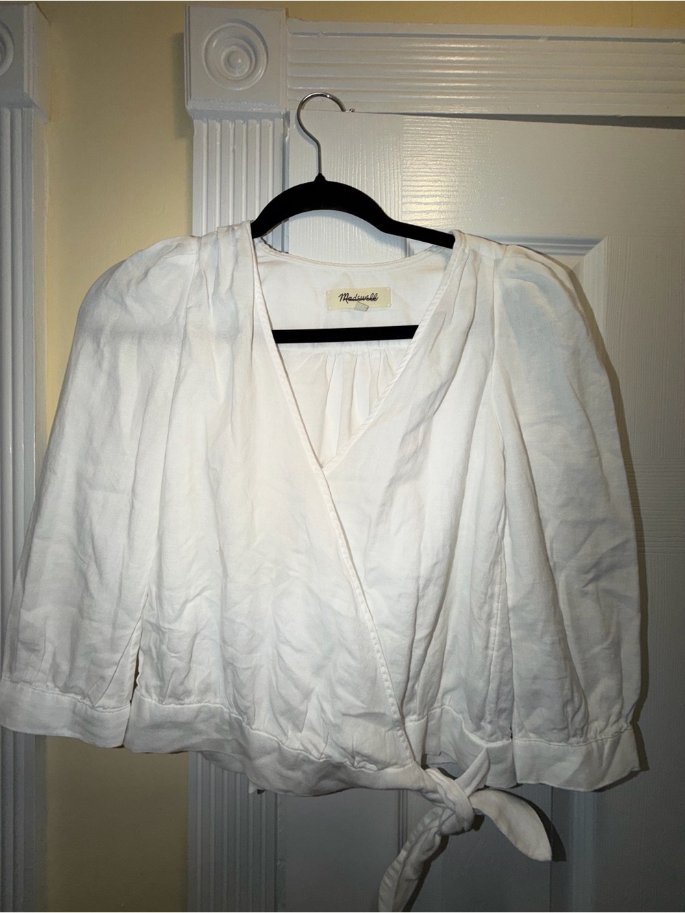 Madewell Cream Wrap Tie-Front Blouse